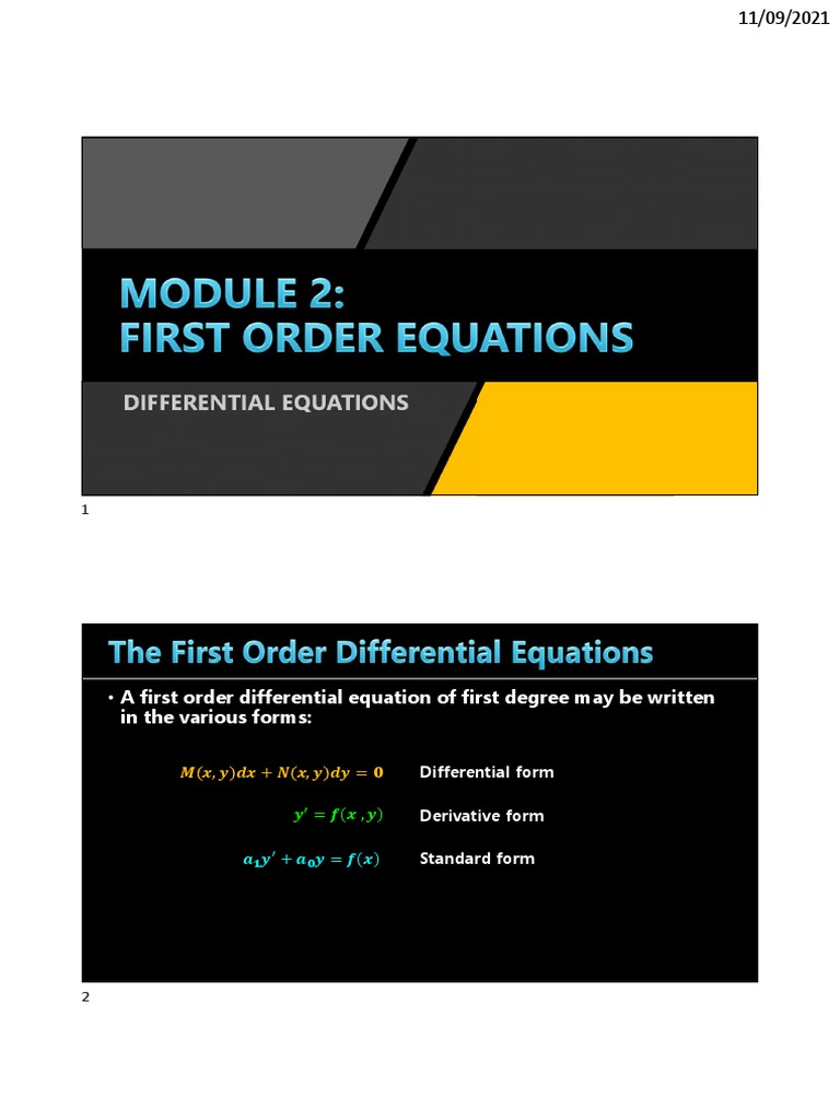 Standard Form of First Order DEs | PDF | Equations | Differential Equations