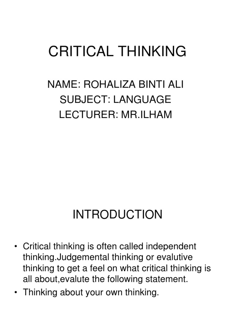 Understanding Critical Thinking Concepts | PDF