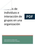 Analisis de Individuos e Interaccion de Grupos en Una Organizacion