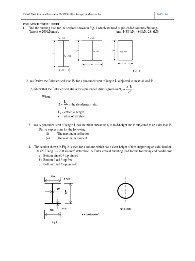 Columns Tutorial Problems02 2013 | PDF