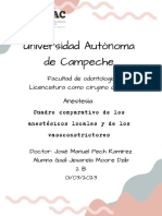 Cuadro Comparativo de Los Anestésicos Locales y de Los Vasoconstrictores