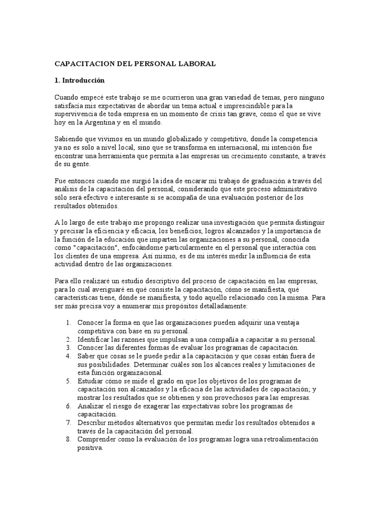 Capacitacion Del Personal Laboral | PDF | Gestión de recursos humanos ...