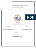 Government Polytechnic, Washim: Report On Study of Management Principles Applied To A Small Scale Industry