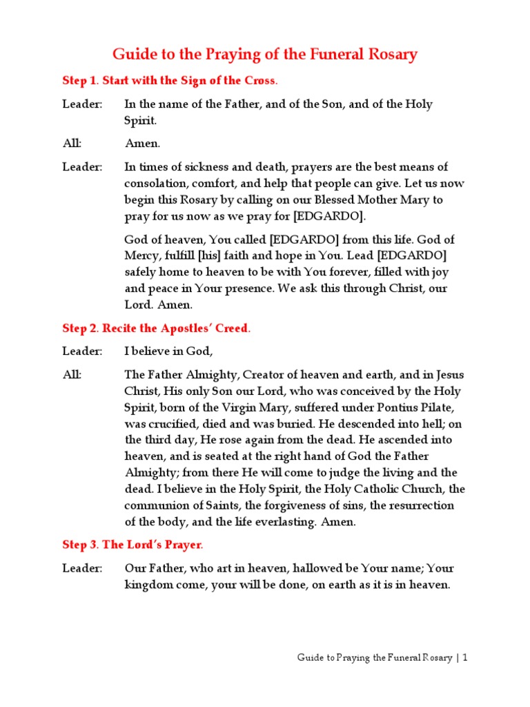 Guide To The Praying of The Funeral Rosary PDF