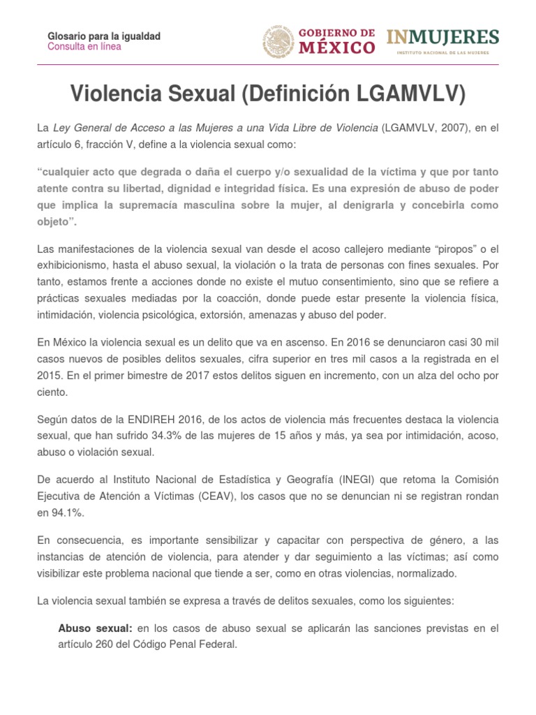 Definición de Violencia Sexual en Aulas | PDF | Trata de personas | La ...