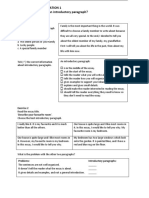 Paragraph Organization 1 Worksheet 1: What Is An Introductory Paragraph?