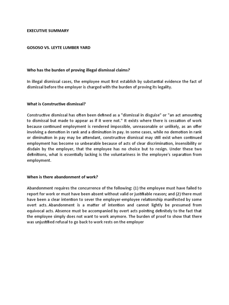 Executive Summary Gososo V Leyte Lumber Yard PDF