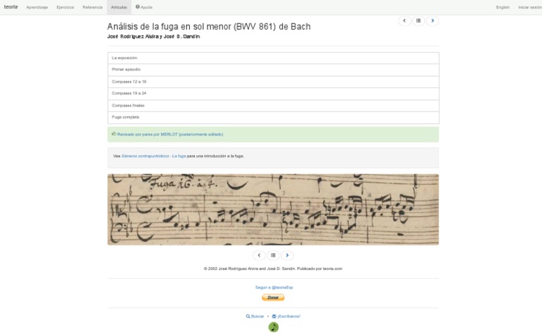 Análisis de La Fuga en Sol Menor (BWV 861) de Bach - Indice | PDF