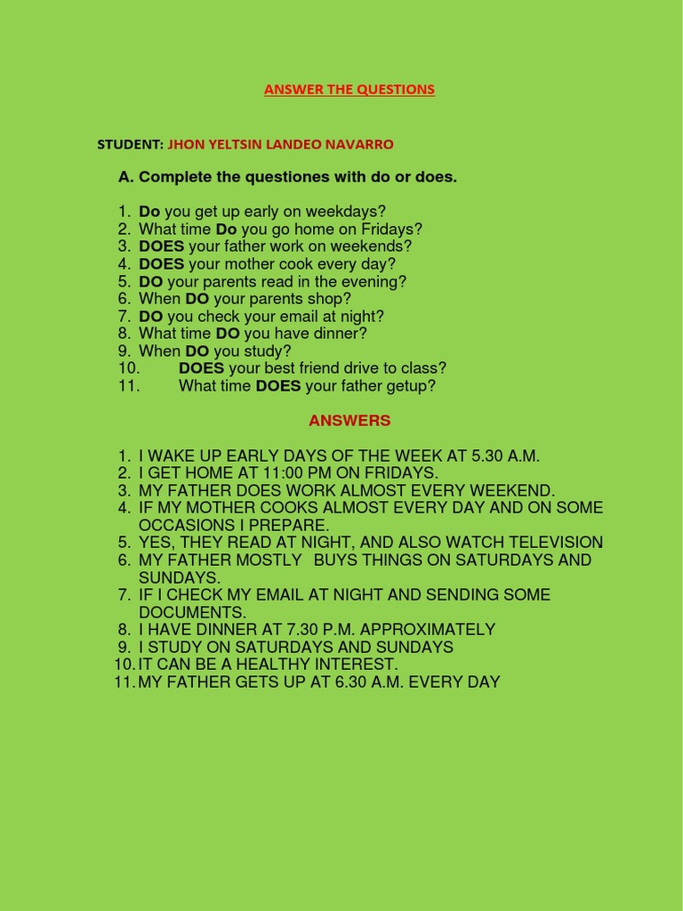 Answer The Questions-Jhon Landeo | PDF | Wellness