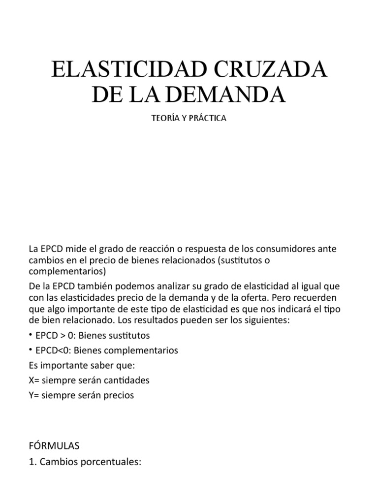 Elasticidad Cruzada de la Demanda: Teoría y Ejemplos | PDF ...