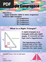 Triangle Congruence: Objectives: Apply Deductive Skills To Show Congruence Between Right Triangles