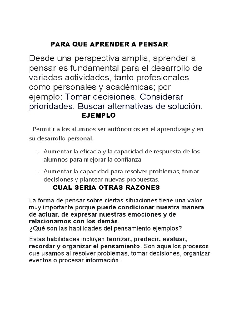 Importancia de Aprender a Pensar | PDF | Ciencia y matemáticas