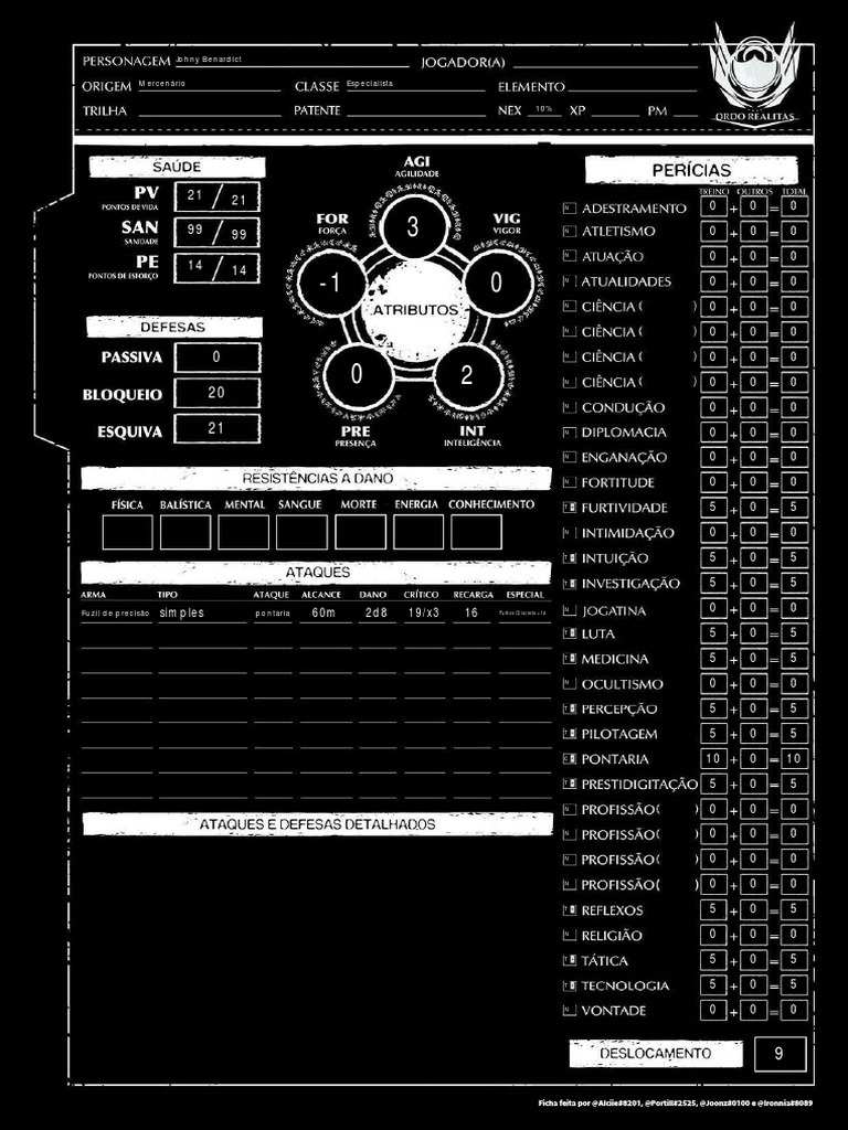 Ficha - Ordem Paranormal | PDF