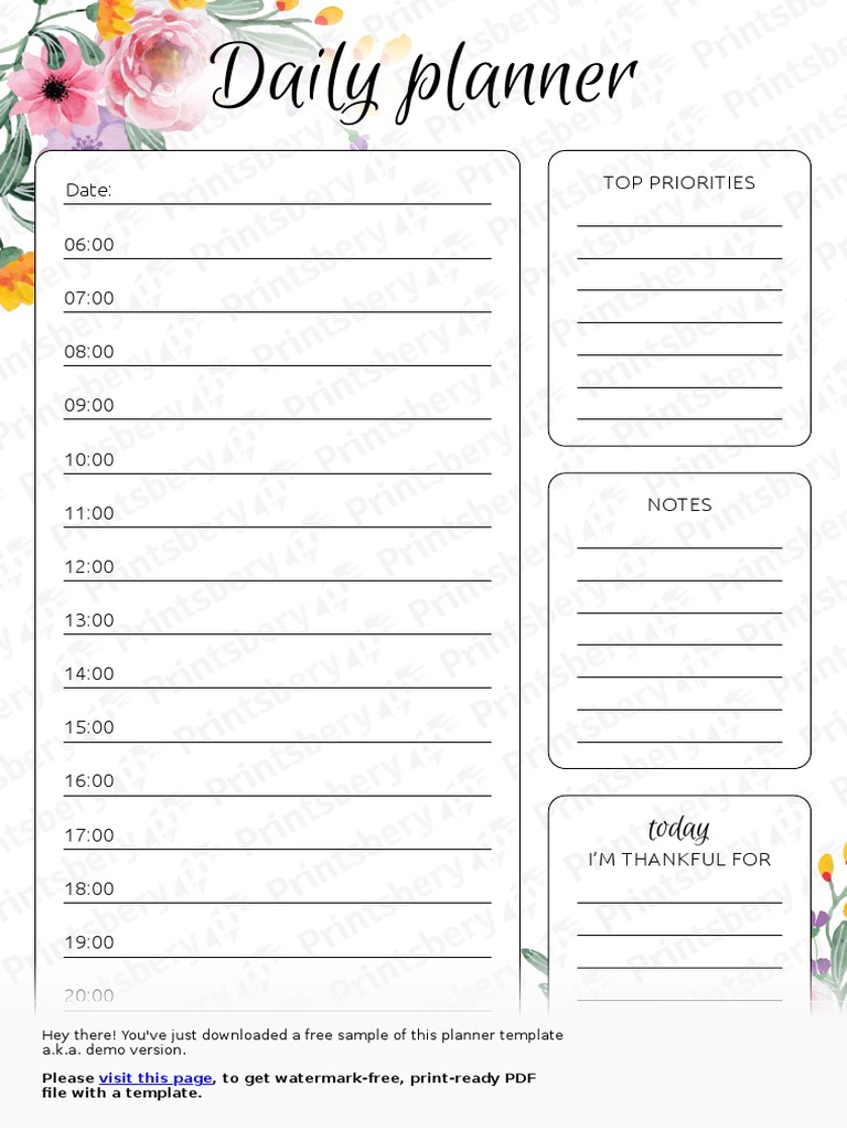 Floral_Daily_Hourly_Plannera4 PDF