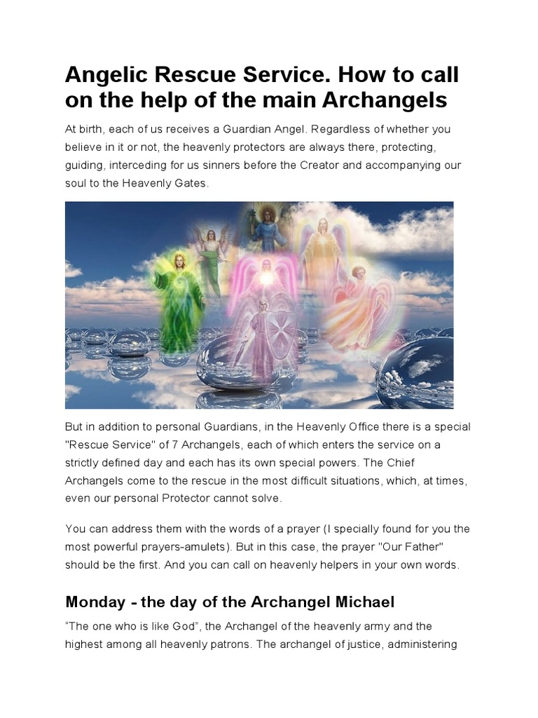 Angelic Rescue Service | PDF | Michael (Archangel) | Prayer