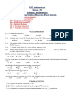 DPS Indirapuram Class - VII Subject - Mathematics Final Examination Revision Sheet