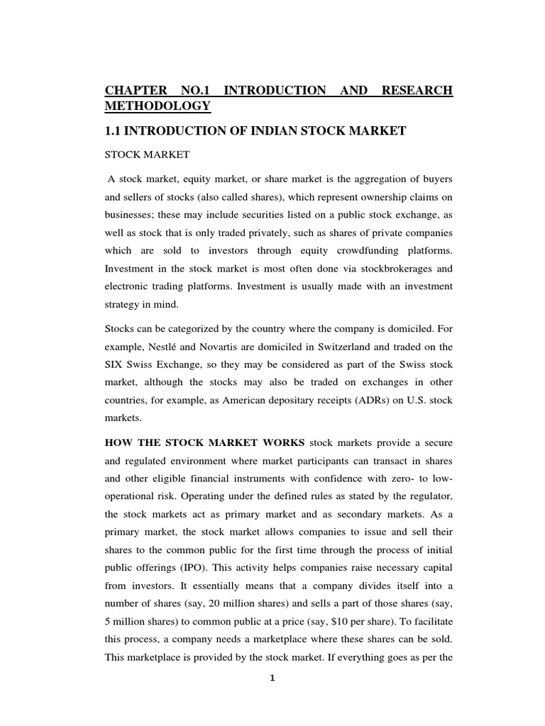 A STUDY ON INDIAN Final | PDF | Stocks | Stock Exchange