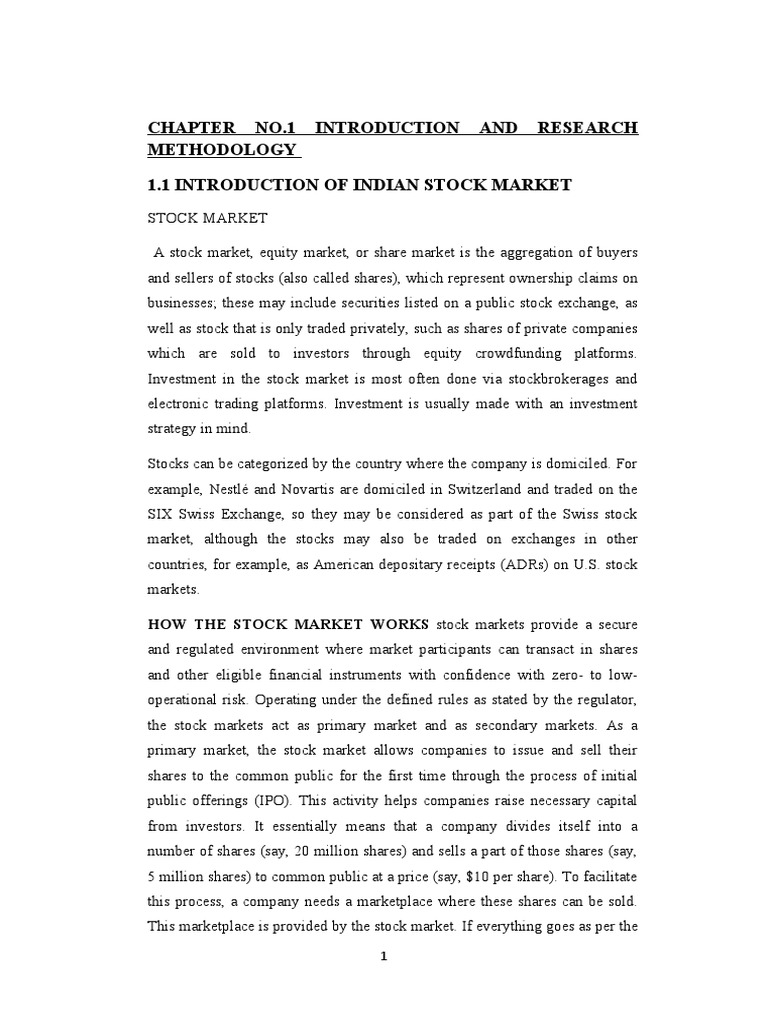 A Study On Indian Stock Market | PDF