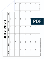 July Calendar 2023 Printable Blank