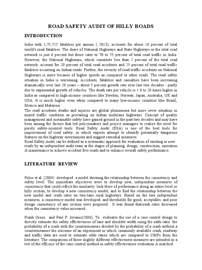 Road Safety Audit for Hilly Highways | PDF | Road Traffic Safety ...
