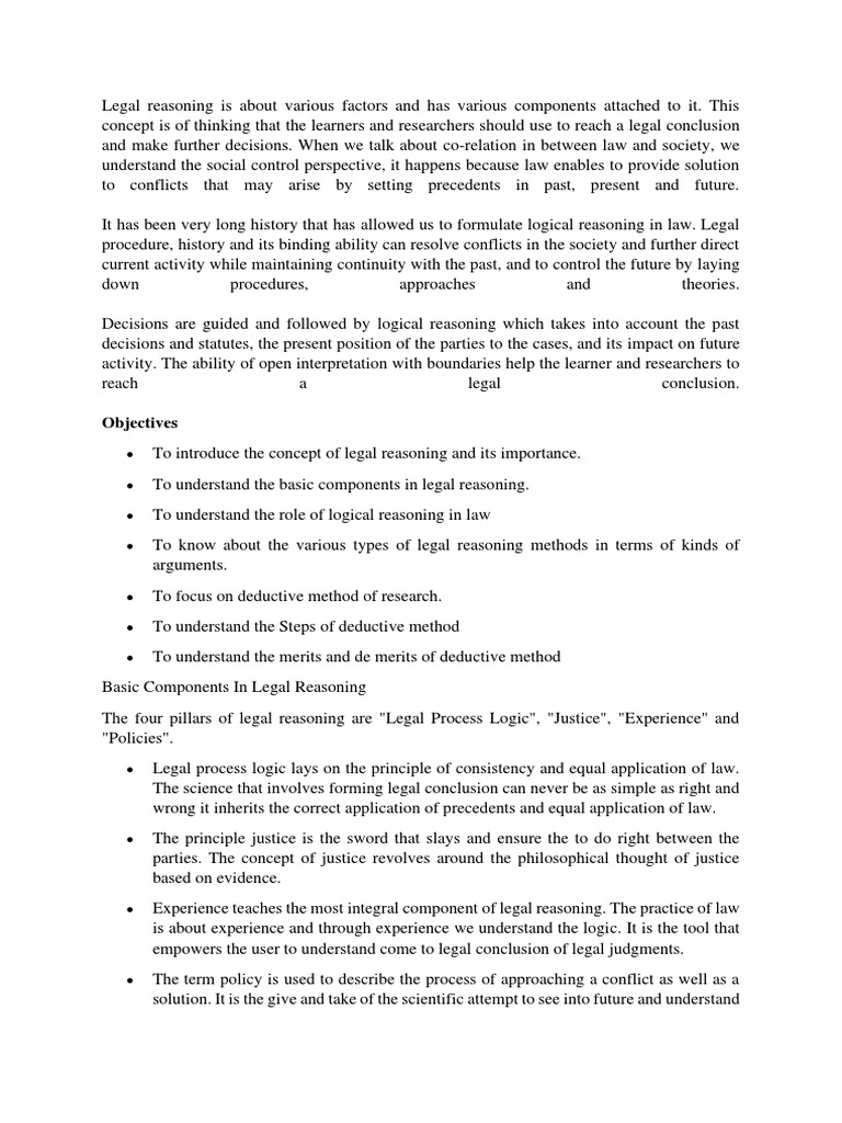 Legal Reasoning 2 PDF Deductive Reasoning Reason
