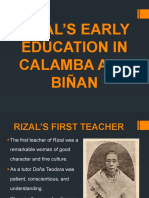 Rizal'S Early Education in Calamba and Biñan