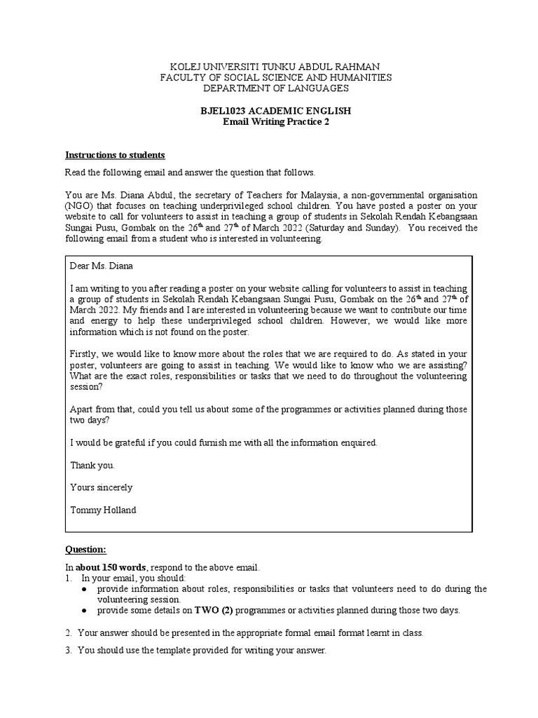 Practice 2 email writing pdf wellness