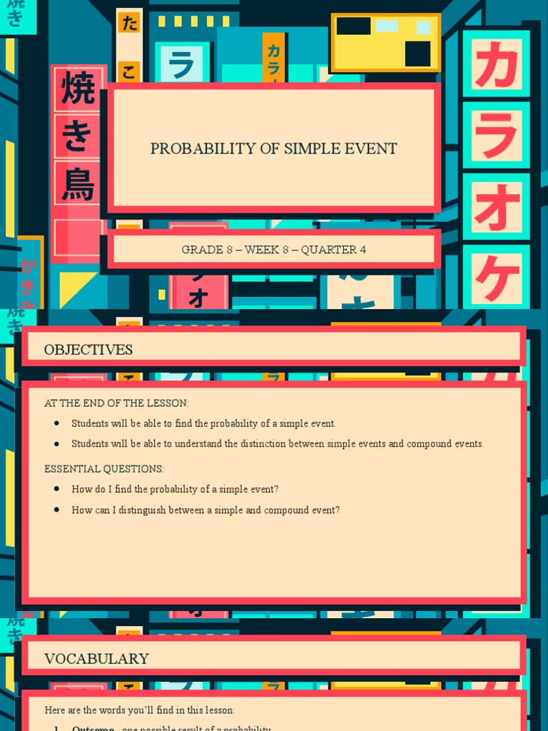 Probability of Simple Event: Grade 8 - Week 8 - Quarter 4 | PDF