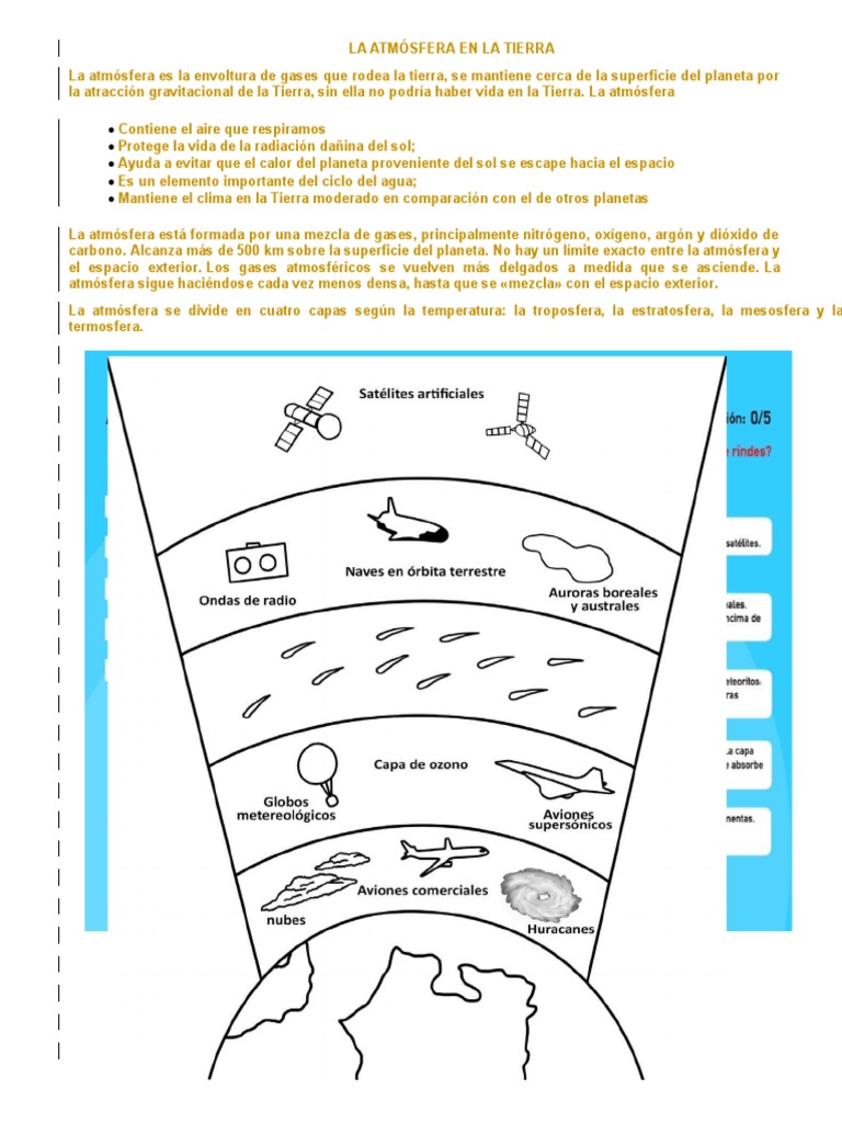 La atmósfera terrestre y sus capas | PDF | Atmósfera | Atmósfera de tierra