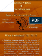 Presentation of General Seminar: Topic - Wireless Technologies