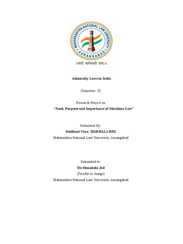 Admirality Laws in India PDF Admiralty Law Jurisdiction