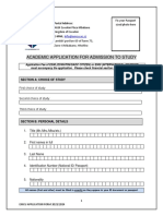 Academic Application For Admission To Study: Lomkiri Portion 69 of Farm 73, Zone 4 Mbabane, Hhohho