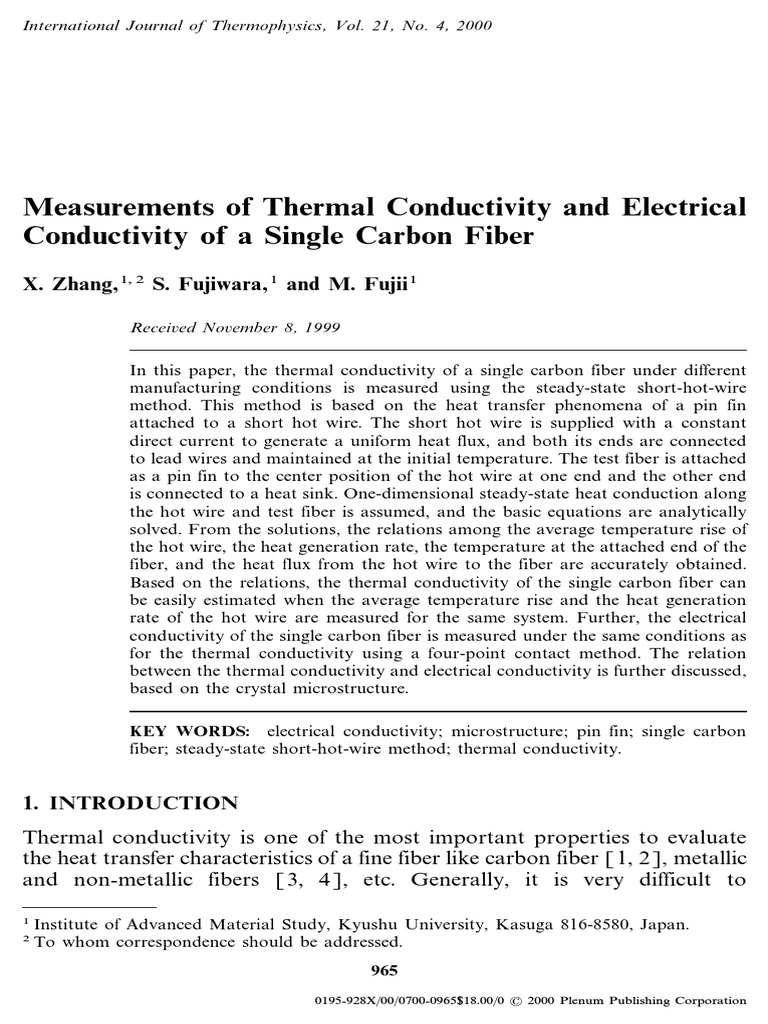 Measurements of Thermal Conductivity and Electrical Conductivity of A ...