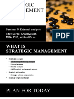 Strategic Management (5) : Seminar 5. External Analysis Titov Sergei Anatolyevich, Mba, PHD, Satitov@