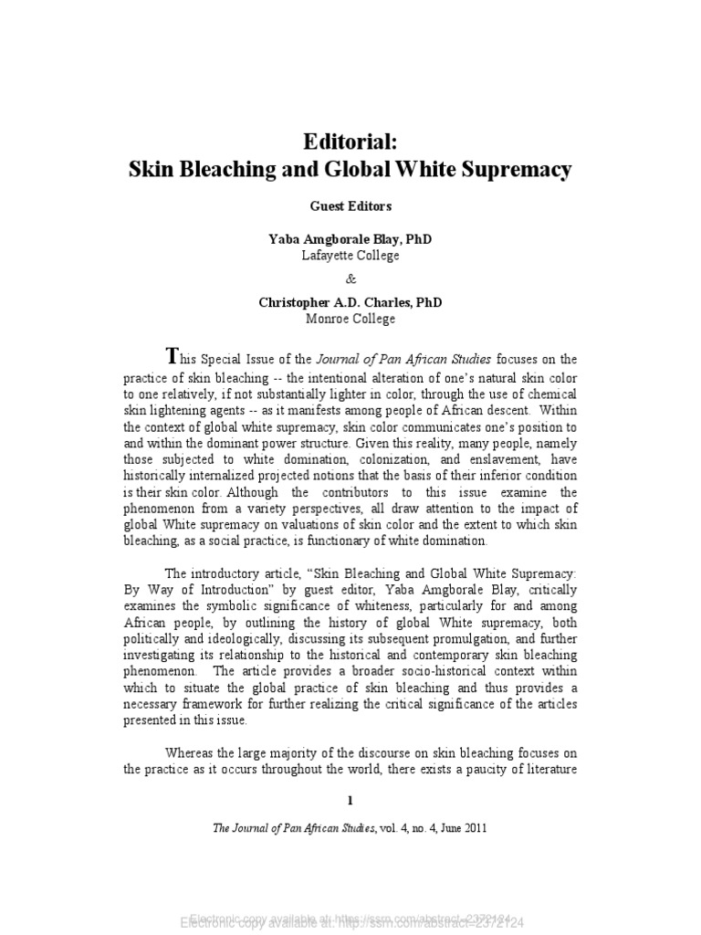 Skin Bleaching and Global White Supermacy PDF