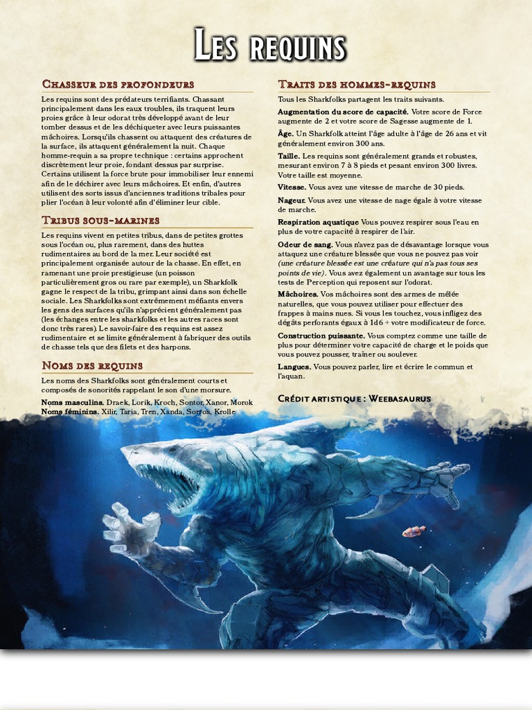 Caractéristiques des hommes-requins | PDF | Requins