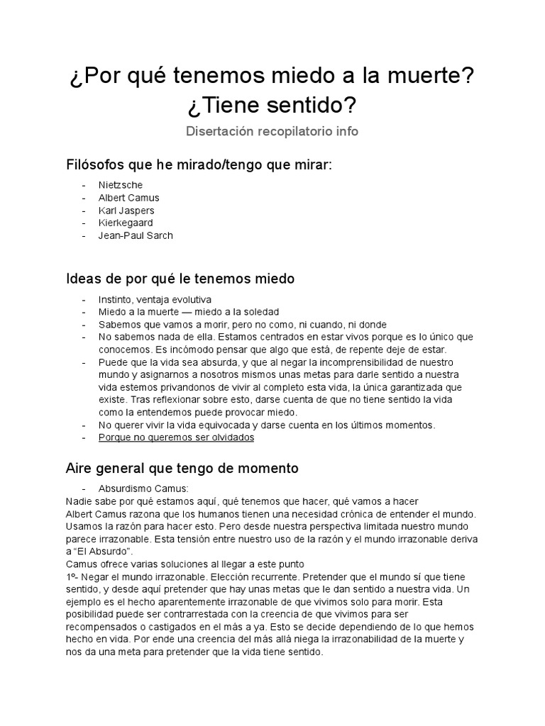 Miedo a la muerte y el absurdo existencial | PDF | Albert Camus | Muerte