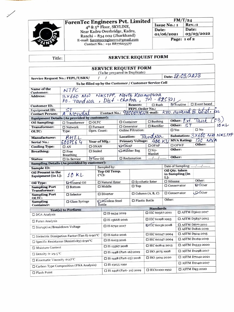 Oil Test1 PDF Electricity Nature