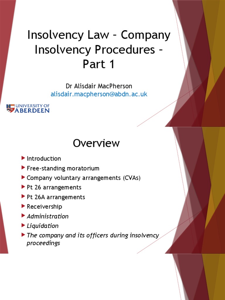 Insolvency Law Company Insolvency Procedures Alisdair