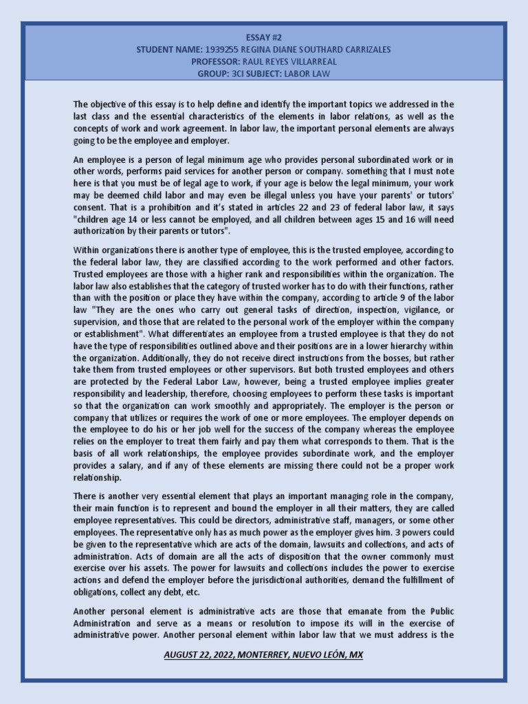 Key Elements of Labor Law Explained | PDF | Employment | Labour Law