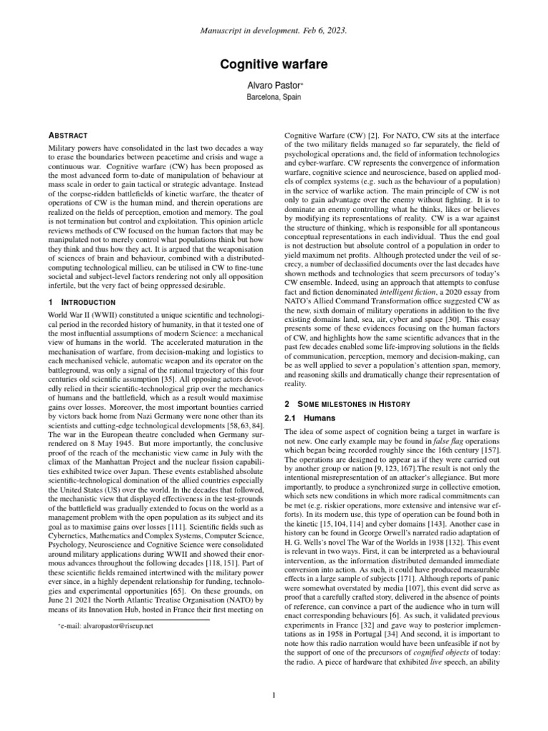Cognitive Warfare 2022 | PDF