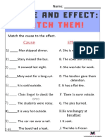 Cause and Effect Worksheet Match Them