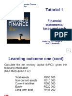 Tutorial 1: Financial Statements, Taxes and Cash Flows
