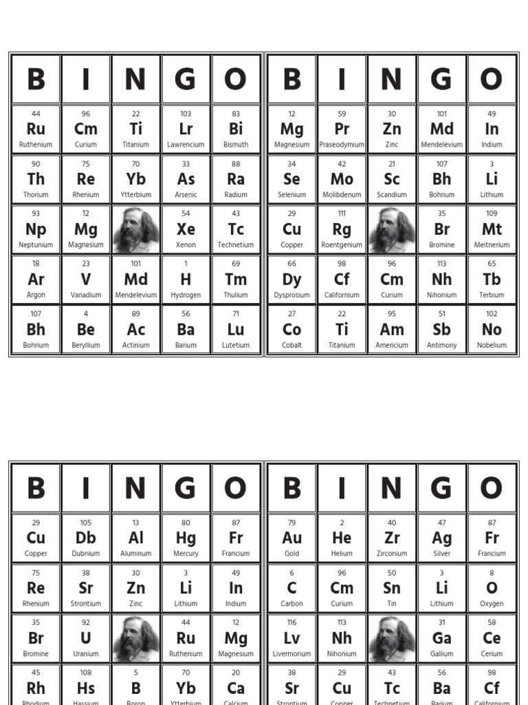 Periodic Table Bingo | PDF | Actinide | Metals