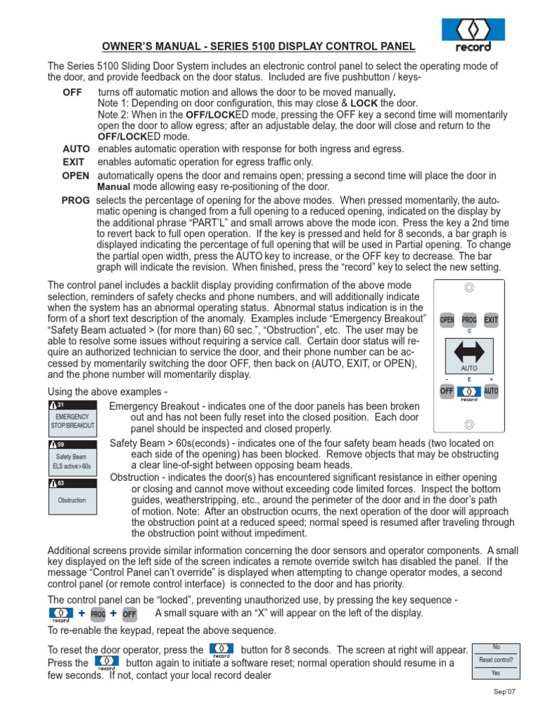 Series 5100 Control Panel Manual | PDF | Technology & Engineering