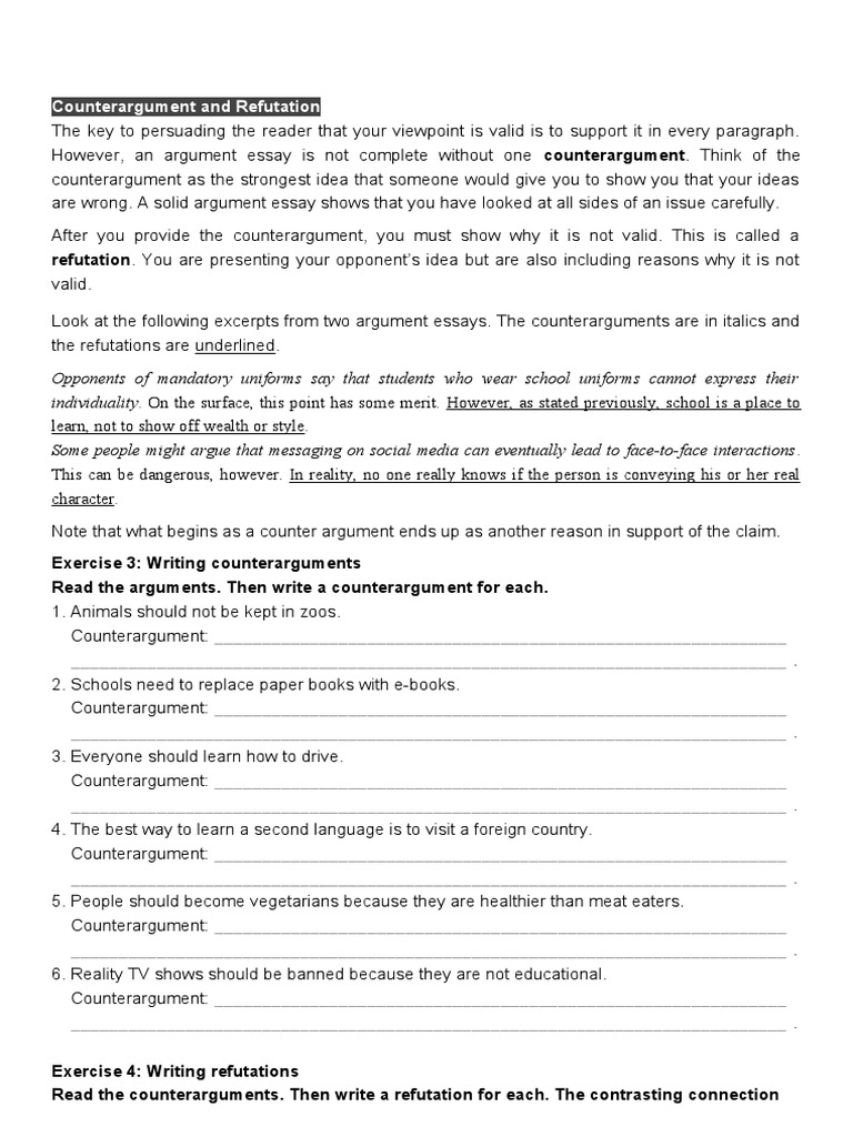 Counter argument refutation download free pdf essays argument