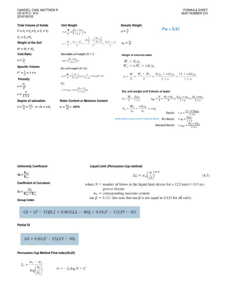 Formula Sheet 6 | PDF