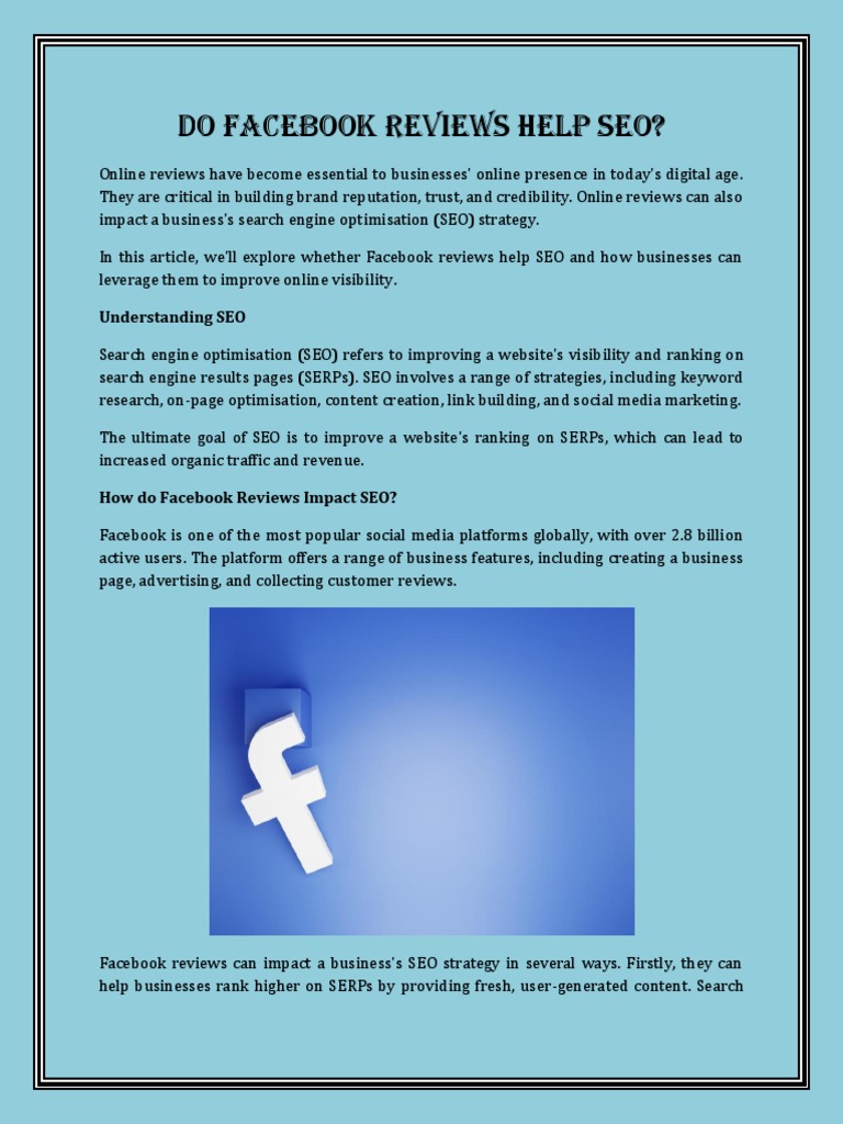 Do Facebook Reviews Help SEO? | PDF | Search Engine Optimization ...