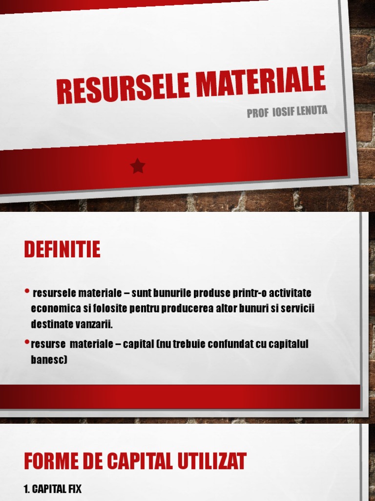 Resursele Materiale | PDF