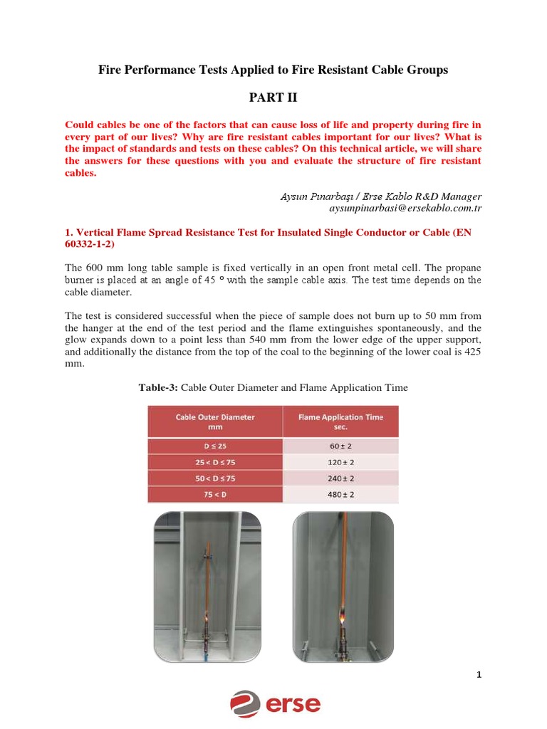 Fire Performance Tests Applied To Fire Resistant Cable Groups | PDF ...